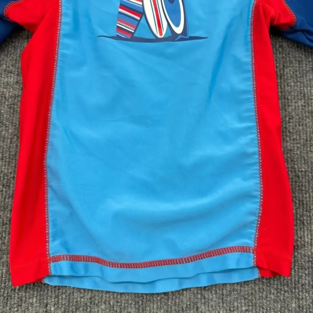 UV Skinz Rash Guard Swim Shirt Boys Size 5 Blue Red Short Sleeve Sun Protection